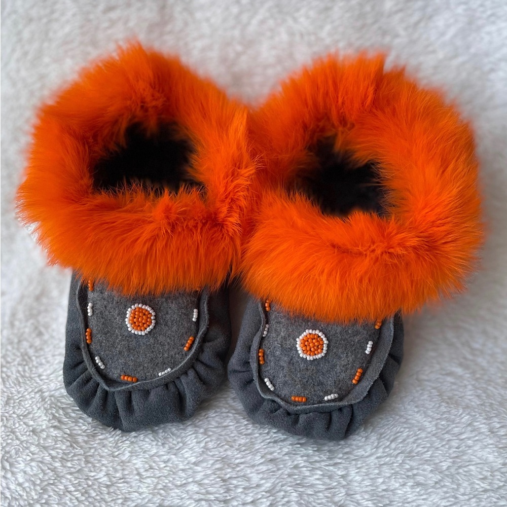Childrens size 11 moccasin slippers - handmade